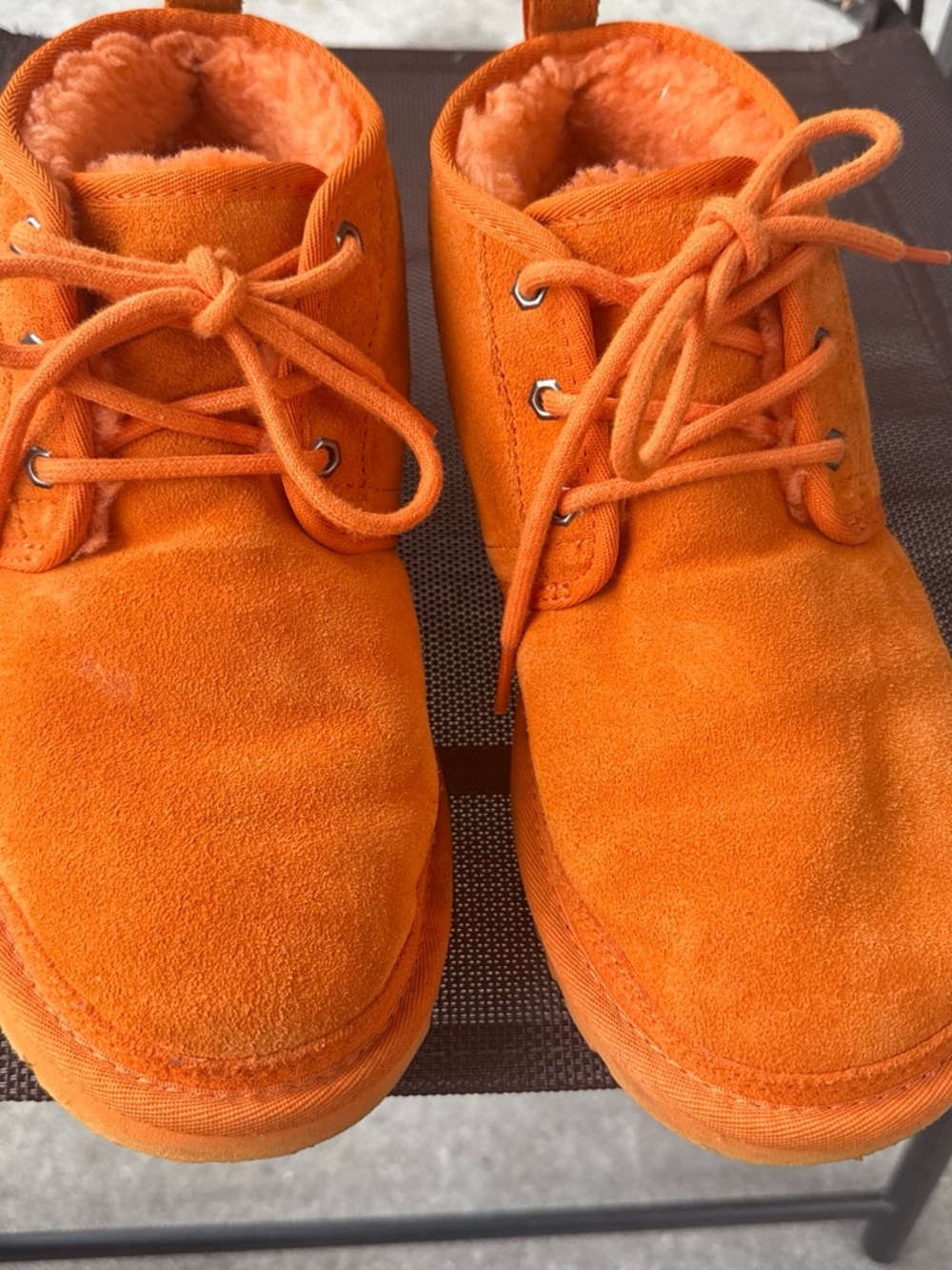 UGG Unisex Orange Suede Chukka Boots with Shearling Lining